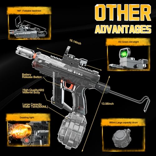 Velocitytoys™ - Automatic Electric Water UZI Gun with LED Light Up Nozzle