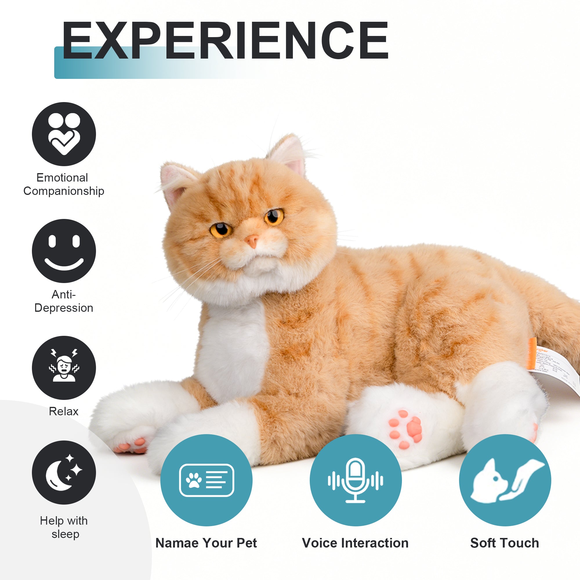 Velocitytoys™ - Percy Robot Cat - Interactive Emotional Support Pet Weighted