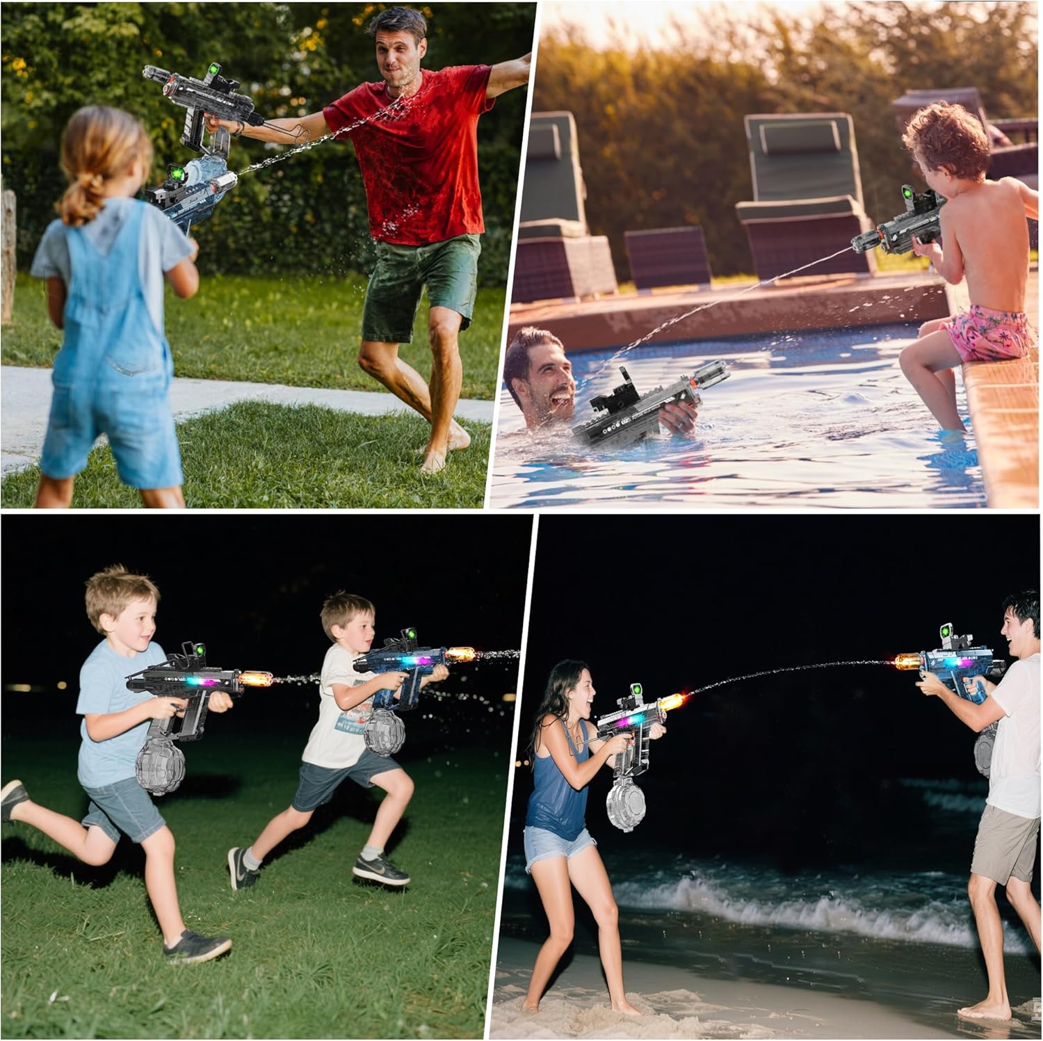 Velocitytoys™ - Automatic Electric Water UZI Gun with LED Light Up Nozzle