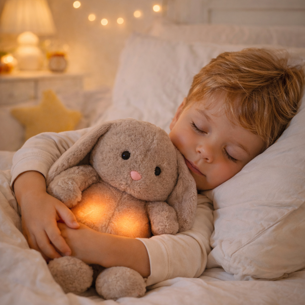 Velocitytoys™– Breathing Bunny Plush with Music – Calming Sleep Comfort Toy