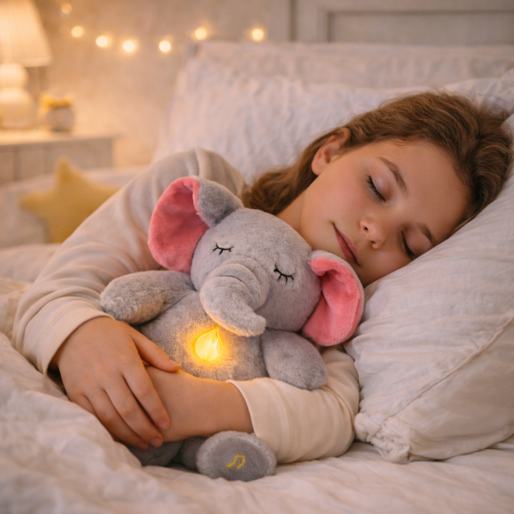 Velocitytoys™– Breathing Elephant Plush with Music – Calming Sleep Comfort Toy