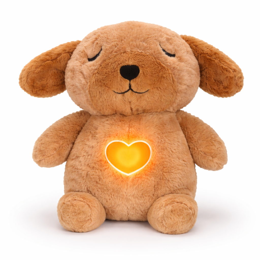 Velocitytoys™– Breathing Puppy Plush with Music – Calming Sleep Comfort Toy