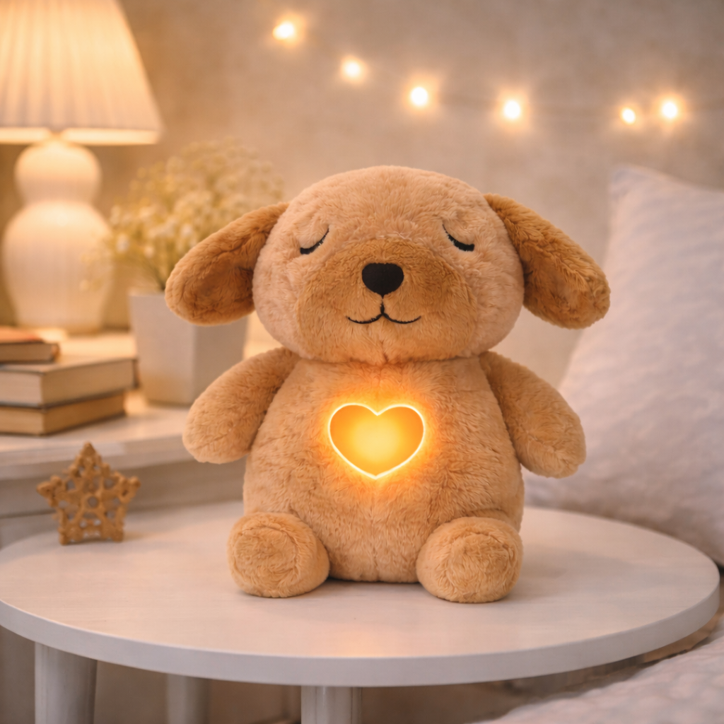 Velocitytoys™– Breathing Puppy Plush with Music – Calming Sleep Comfort Toy