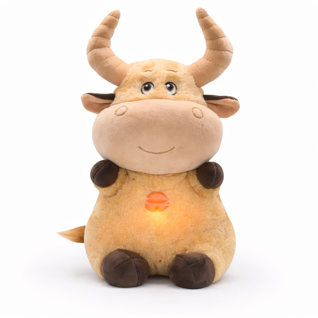 Velocitytoys™– Breathing Cow Plush with Music – Calming Sleep Comfort Toy