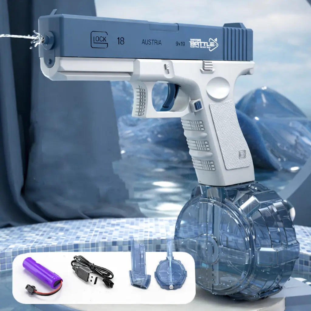 Electric Automatic Water Blaster Toy for Kids – Rechargeable Pool & Beach Summer Splash Toy (Blue & Pink)