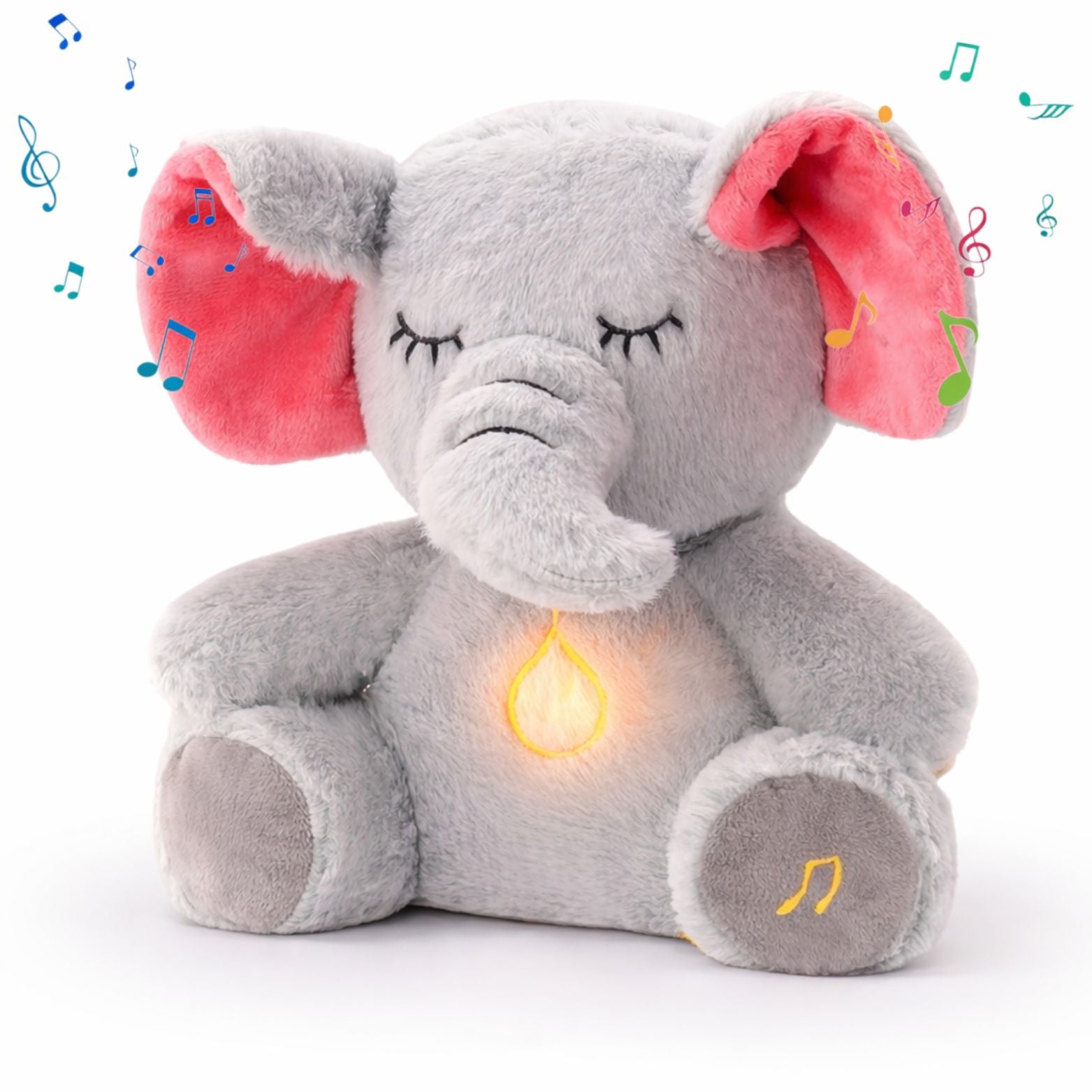 Velocitytoys™– Breathing Elephant Plush with Music – Calming Sleep Comfort Toy