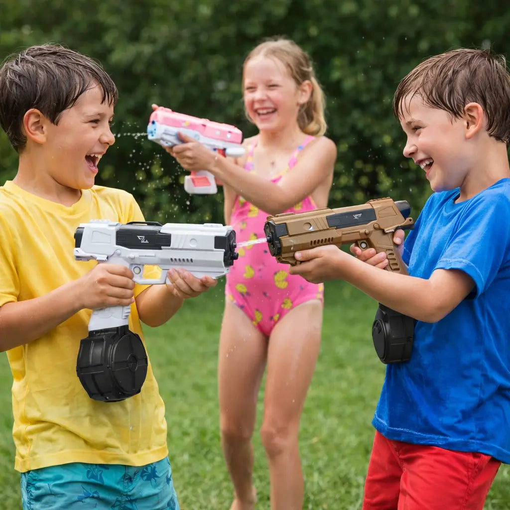 Electric Automatic Water Blaster Toy for Kids – Rechargeable Pool & Beach Summer Splash Toy (Blue & Pink)