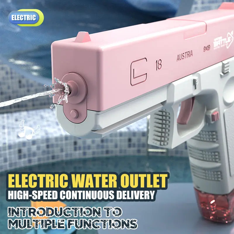 Electric Automatic Water Blaster Toy for Kids – Rechargeable Pool & Beach Summer Splash Toy (Blue & Pink)