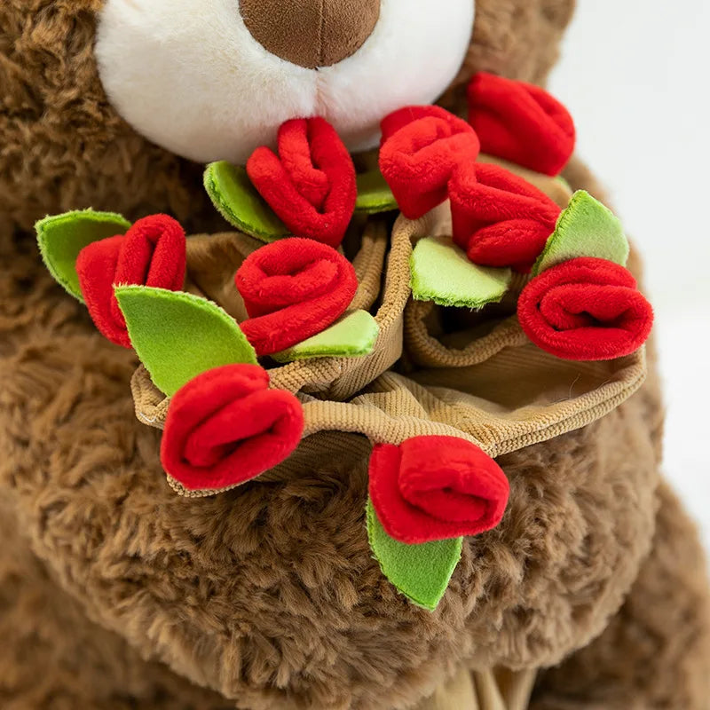 Velocitytoys™– Rose Bear Plush with Magnetic Flowers