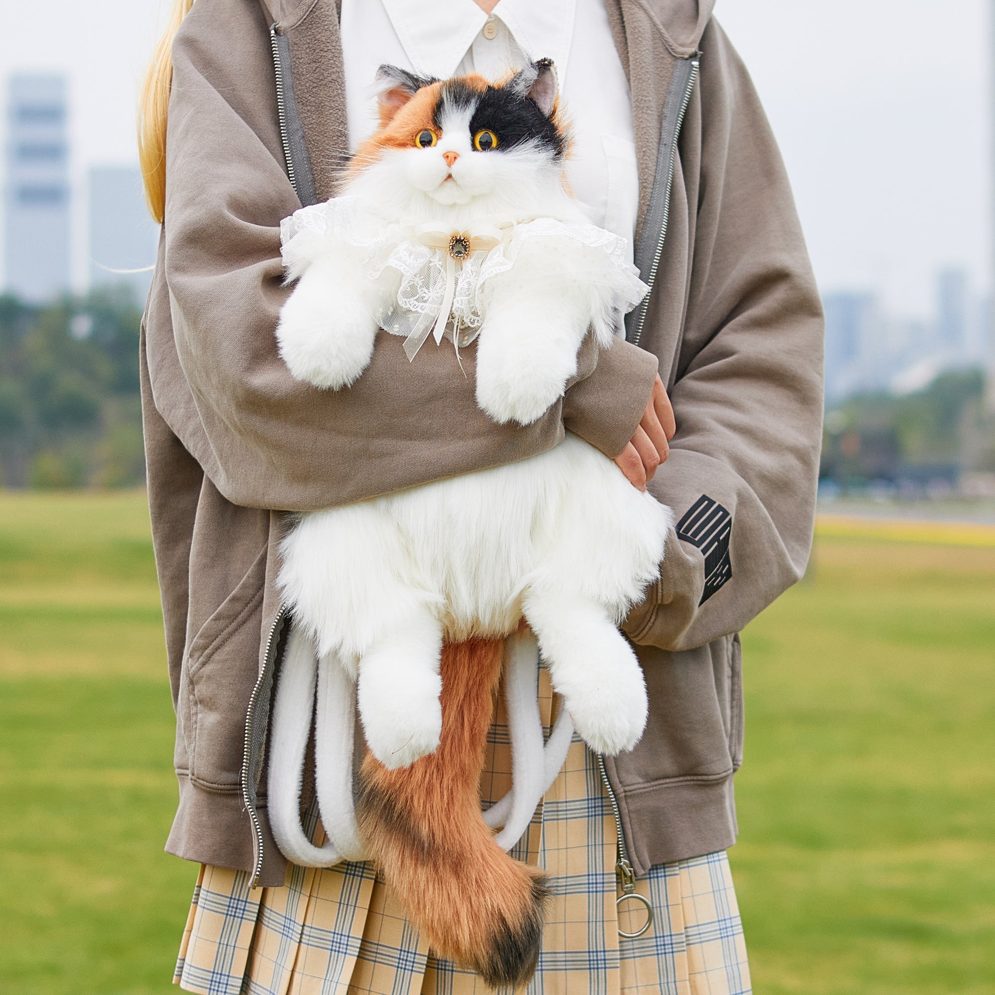 Velocitytoys™ - Calico Cat Backpack – Lifelike Plush Bag for Women & Kids