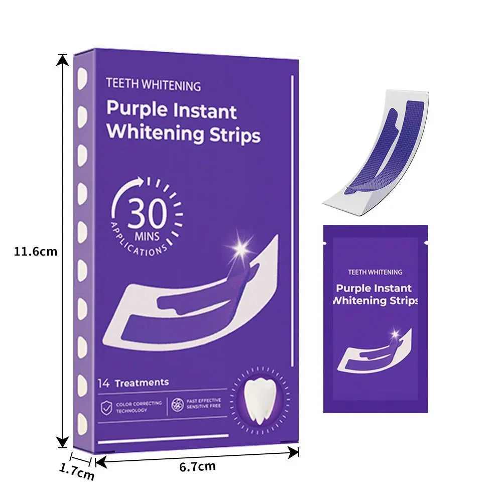 Purple Instant Whitening Strips – 14 par (28 szt.) | Wybielanie bez nadwrażliwości