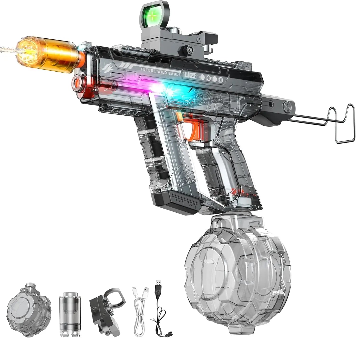 Velocitytoys™ - Automatic Electric Water UZI Gun with LED Light Up Nozzle