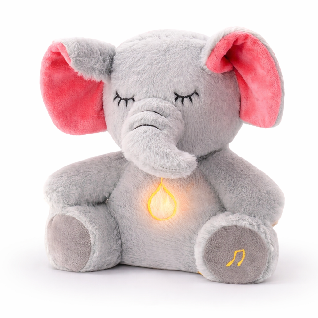 Velocitytoys™– Breathing Elephant Plush with Music – Calming Sleep Comfort Toy