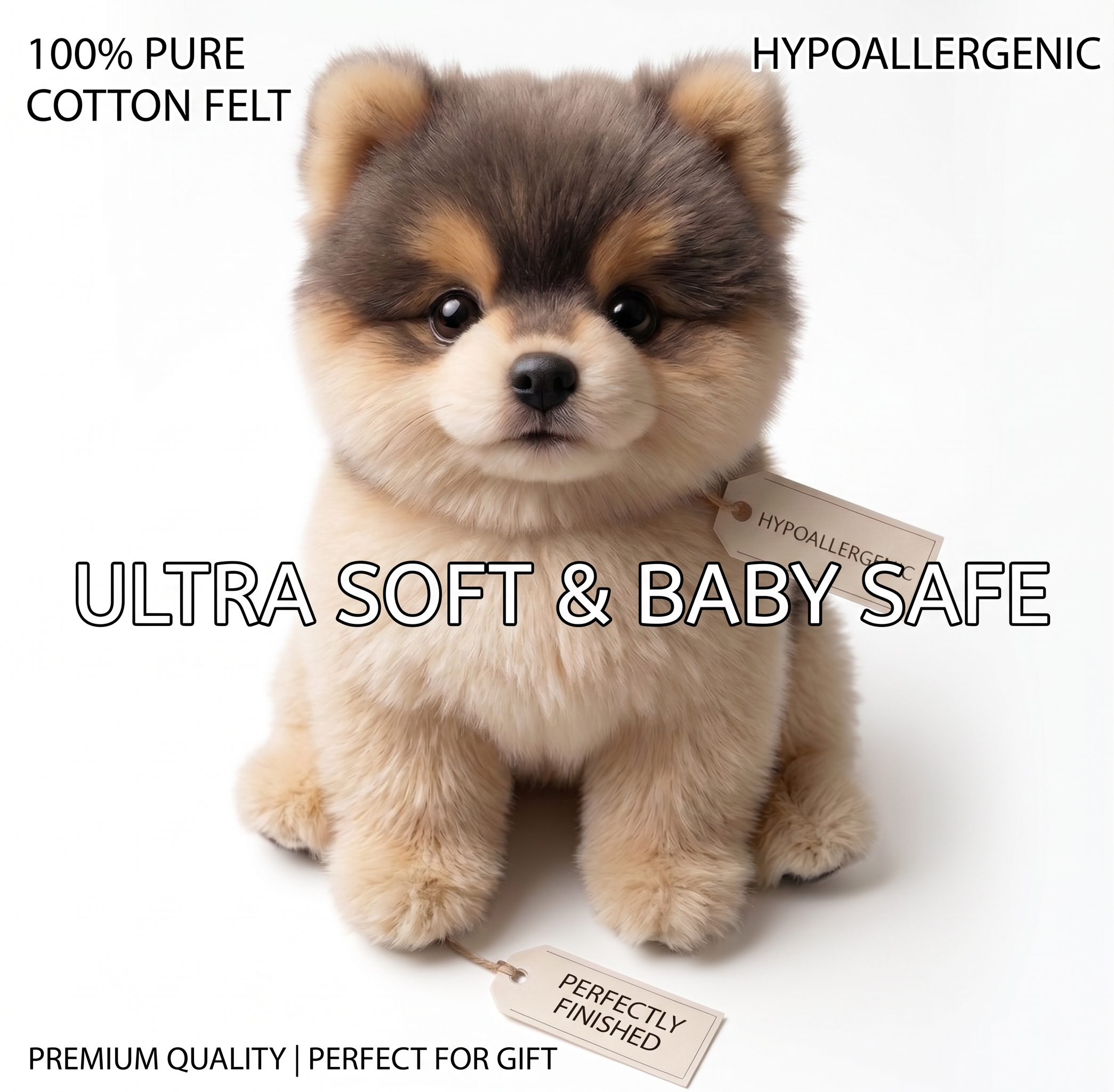Velocitytoys™- Realistic Sable Pomeranian Stuffed Animal Plush Toy