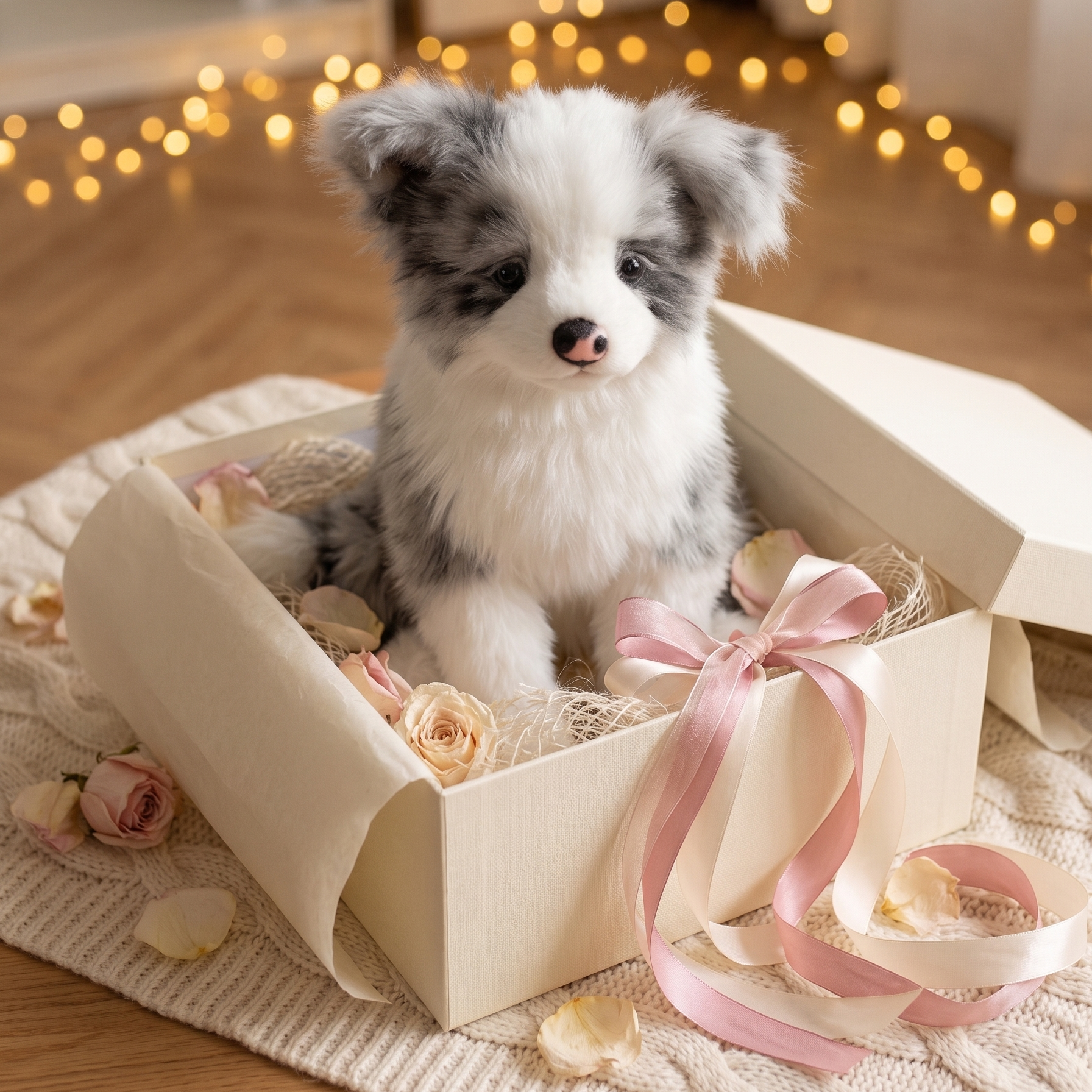 Velocitytoys™- Realistic Blue Merle Border Collie Stuffed Animal Plush Toy