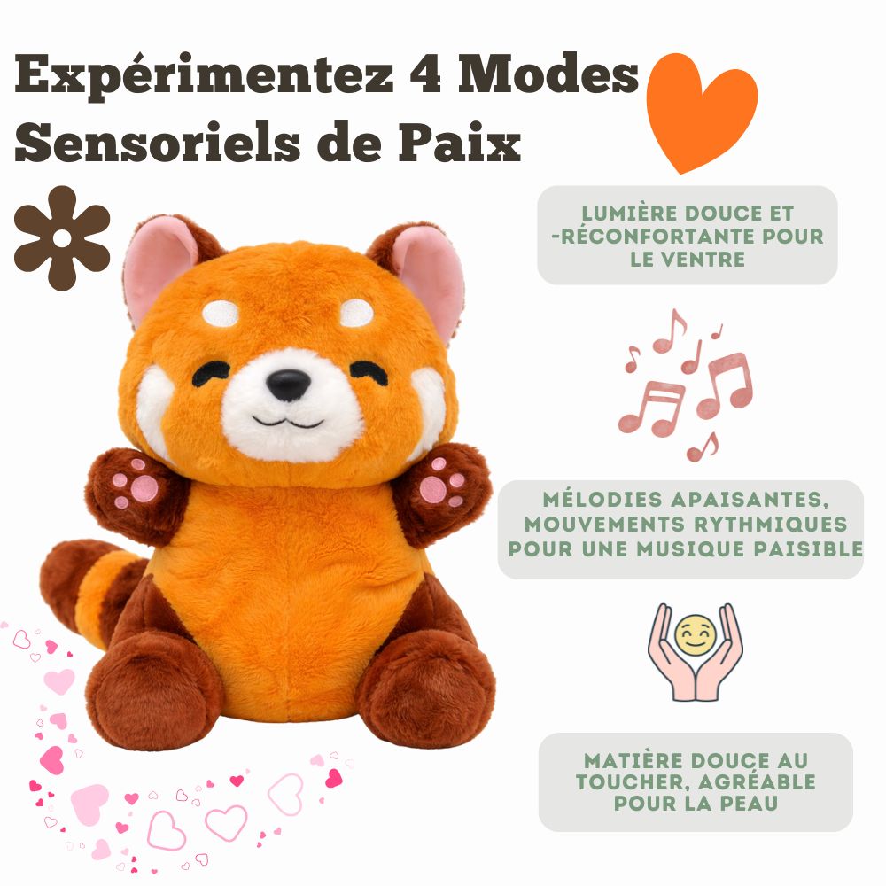Velocitytoys™– Red Panda Breathing Plush with Melody – Calming Sleep Cuddle Toy