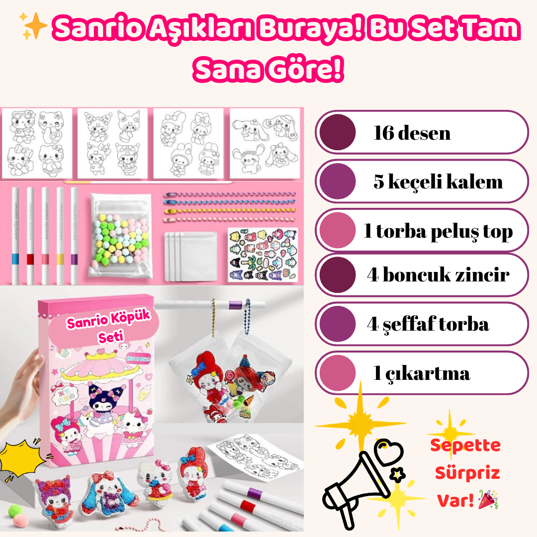 VelocityToys 3D Sanrio Boyama Köpük Seti , Sevimli Karakterler, Eğitici Oyunlar