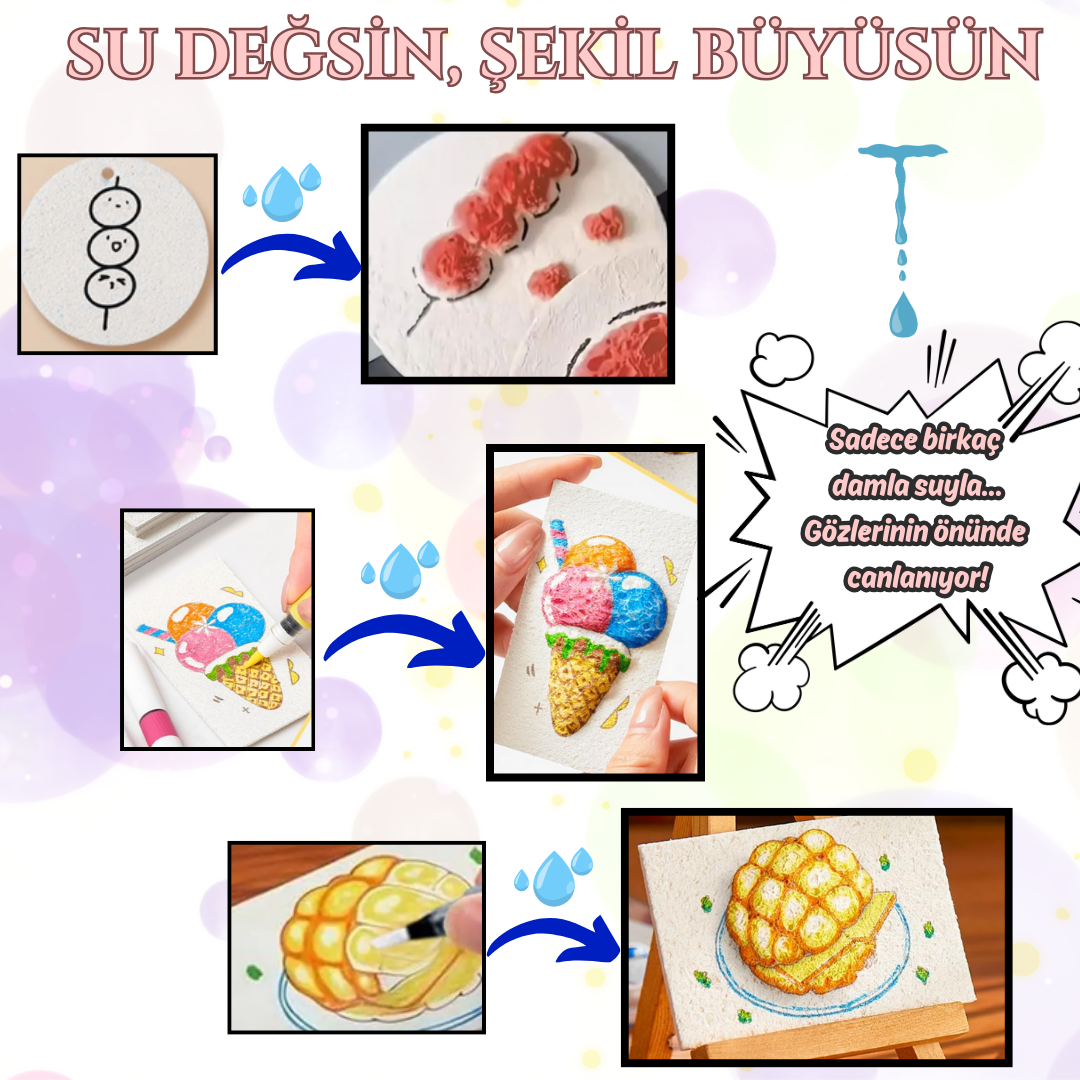 VelocityToys 3D Köpük Boyama Seti, 30 Parça Köpük, 12 Marker Kalem, Mini Şövale