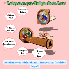 VelocityToys Ahşap Kaleydoskop Seti, DIY Oyuncak, Yaratıcı Görsel Etkinlik