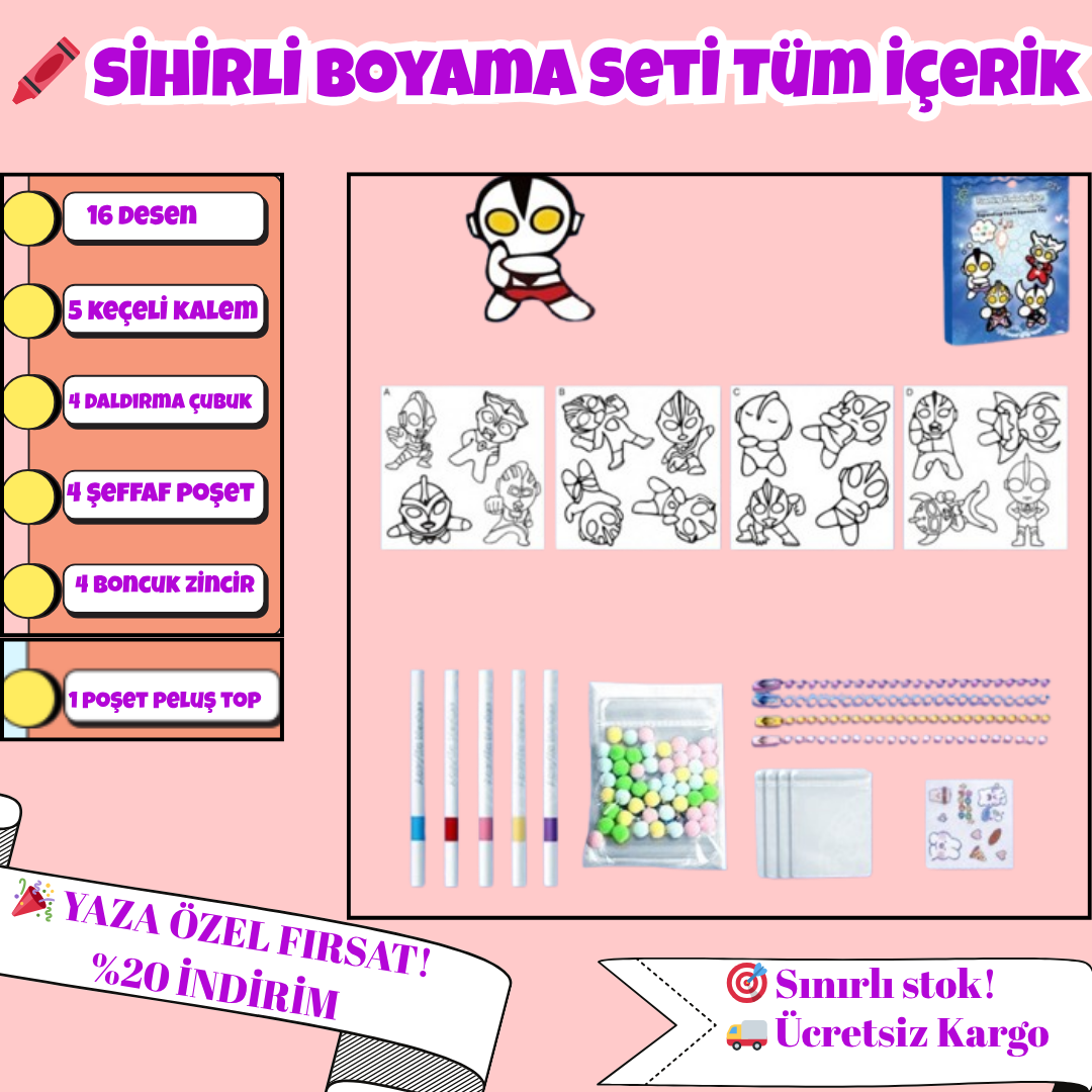 VelocityToys 3D Ultraman Köpük Boyama Seti, Sevimli Karakterler, Yaratıcı Oyun