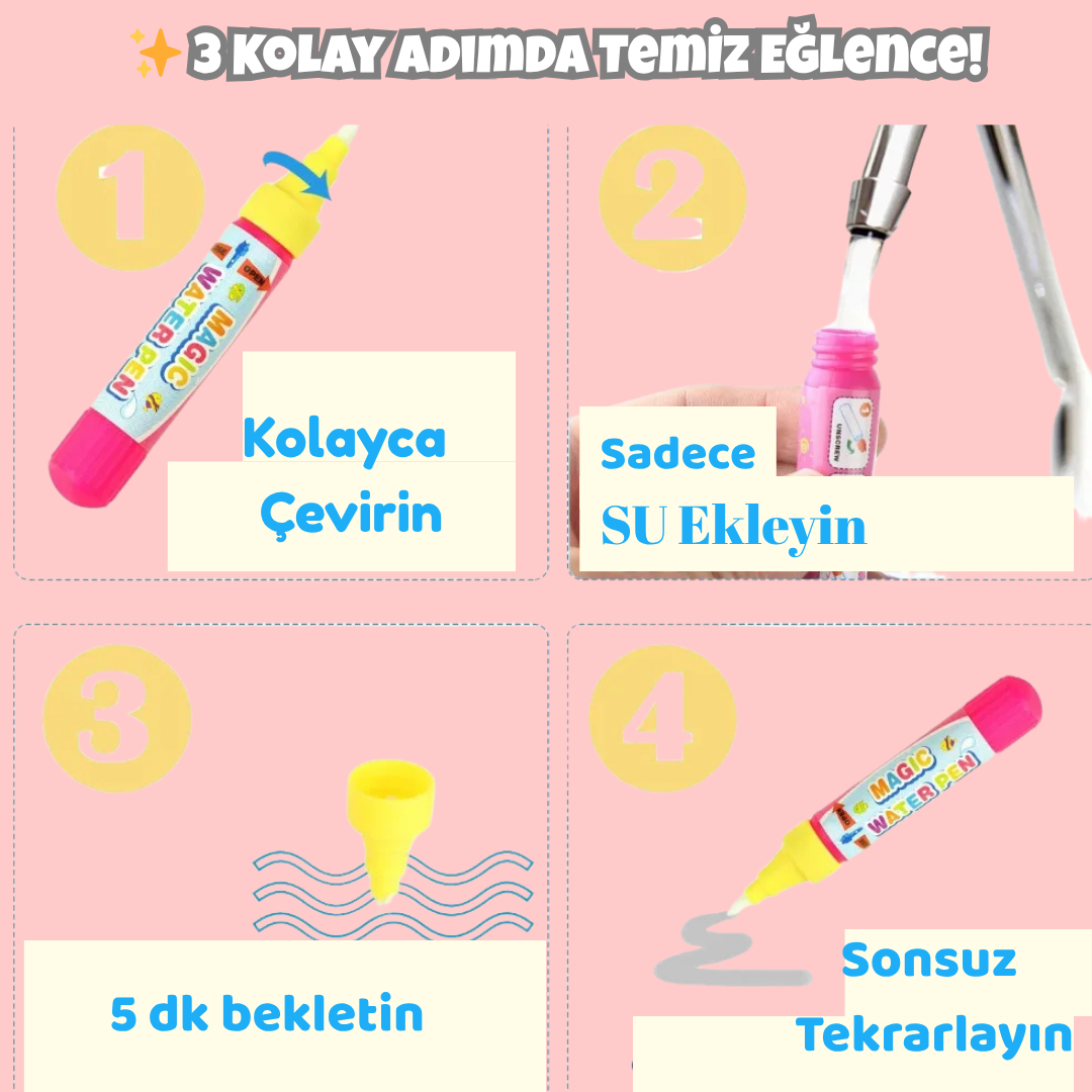 VelocityToys Sihirli Su Boyama Matı, Yeniden Kullanılabilir, Montessori Boyama Oyuncağı