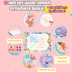 VelocityToys Sihirli Su Boyama Matı, Yeniden Kullanılabilir, Montessori Boyama Oyuncağı