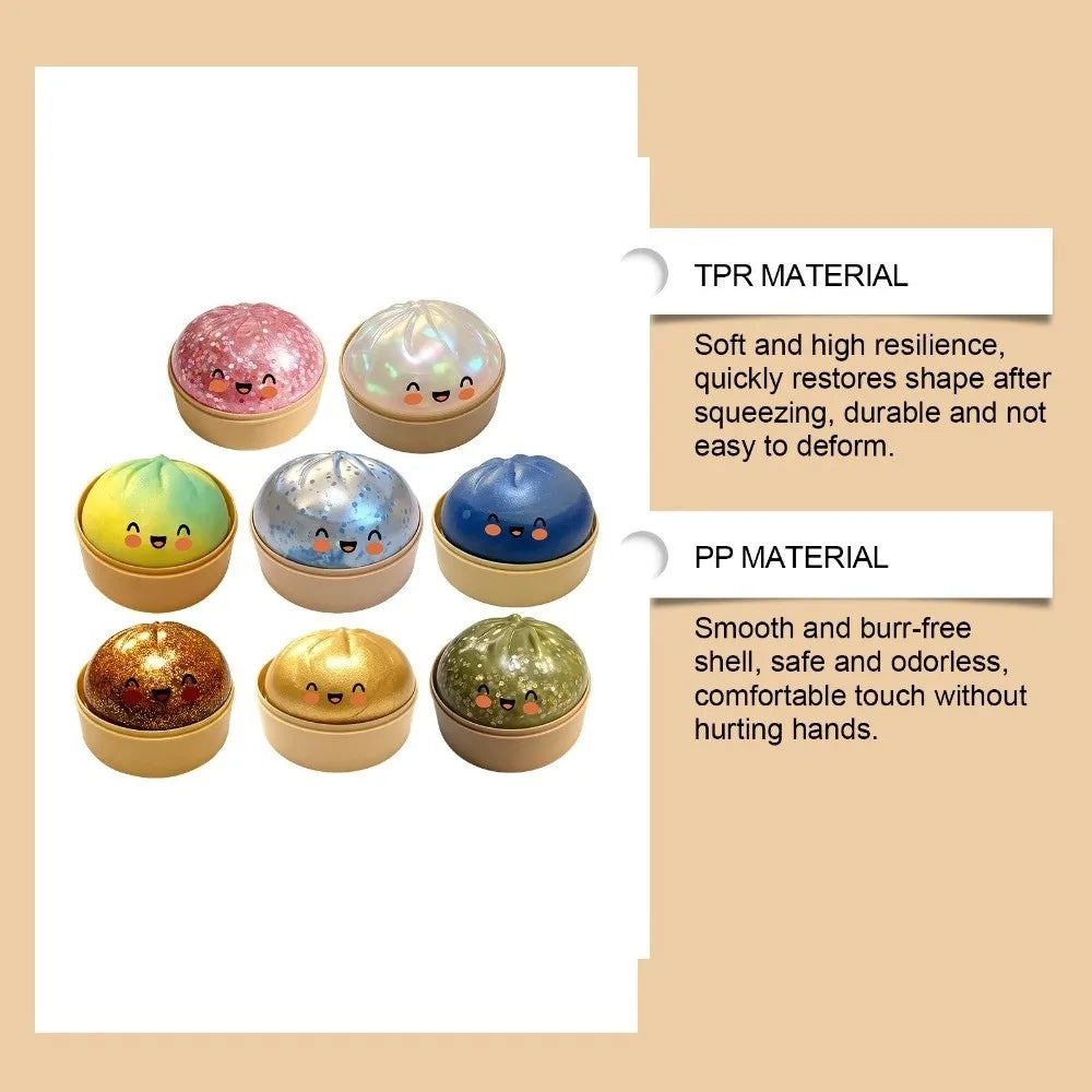 Velocitytoys™–Squishy Dumpling Stress Ball with Steamer Box – Slow Rise Sensory Toy