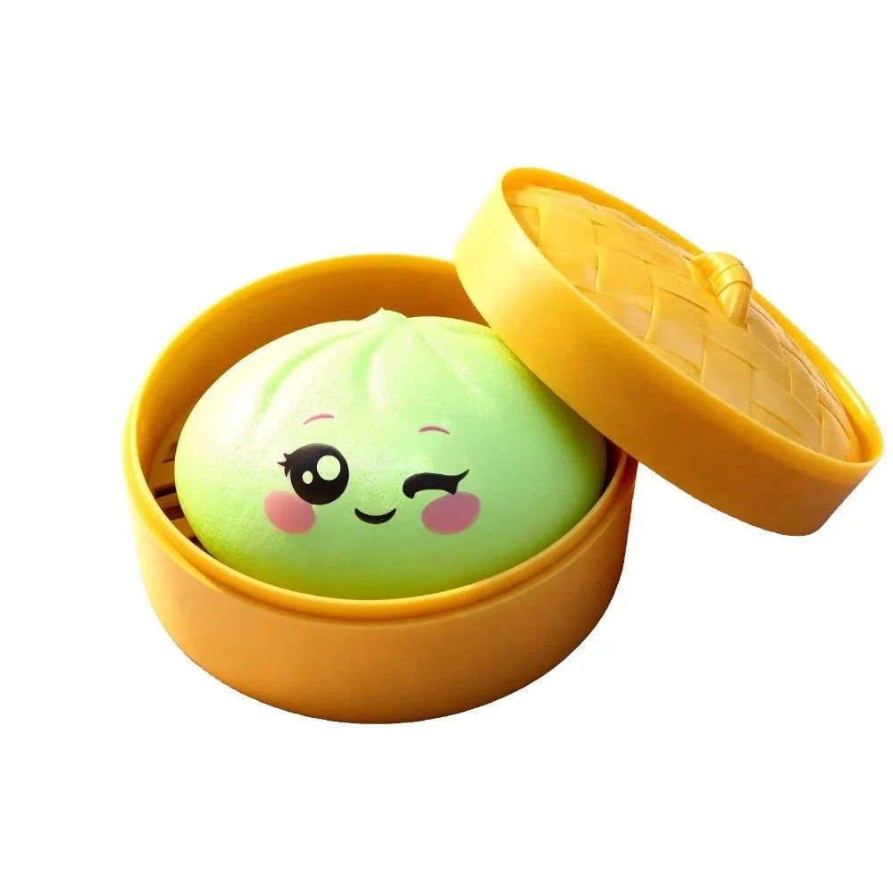 Velocitytoys™–Squishy Dumpling Stress Ball with Steamer Box – Slow Rise Sensory Toy
