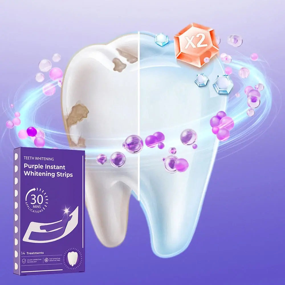 Purple Instant Whitening Strips – 14 par (28 szt.) | Wybielanie bez nadwrażliwości